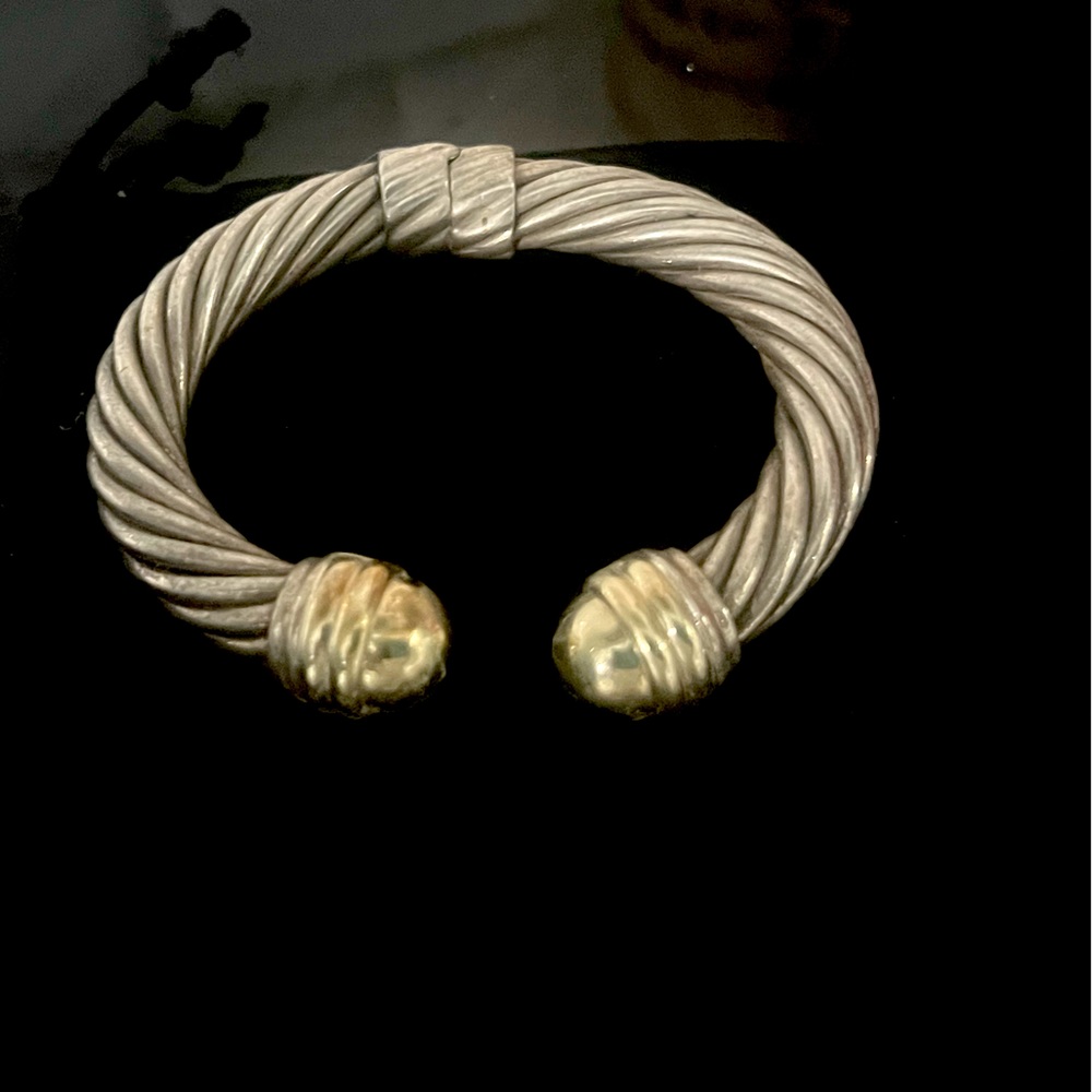 David Yurman 10mm Silver 14k Yellow Gold Dome Cable Classic Bracelet.mint cond.